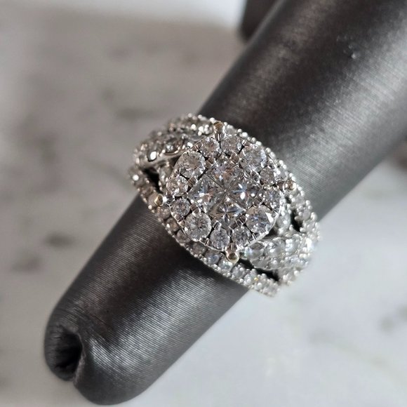 Womens Vintage Estate 14K White Gold Diamond Ring 7.2g E7225